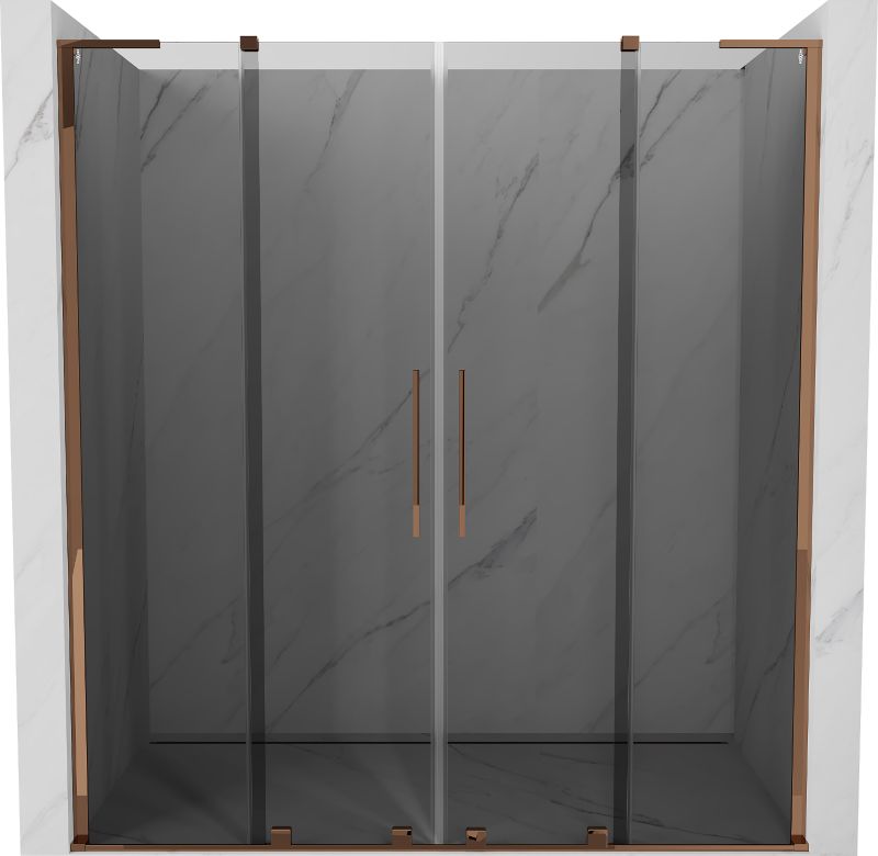 Drzwi prysznicowe rozsuwane Mexen Velar L grafit różowe złoto 180x200 cm 1 szt.