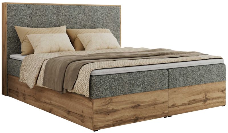 Łóżko kontynentalne MKS Meble WOOD CLASSIC 200x200 H3 szary struktura 1 szt.