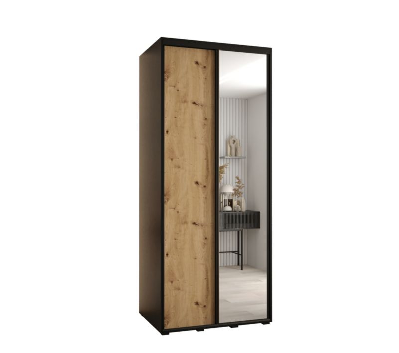 Szafa przesuwna Abiks DAVOS 3 wysoka szer.100cm gł.60cm czarny/artisan/czarny 1szt.