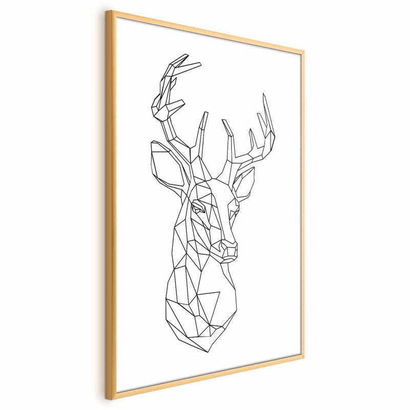 Plakat Artgeist Geometryczny jeleń 29,7x42 cm z ramą złotą 1 szt