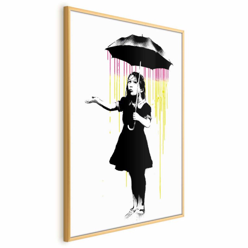 Plakat Artgeist Dziewczynka z parasolką 40x60 cm z ramą złotą 1 szt