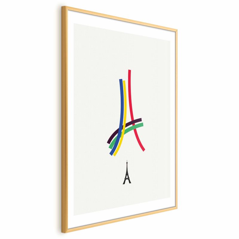 Plakat Artgeist Abstrakcyjna Wieża Eiffla 40x60 cm z ramą złotą 1 szt