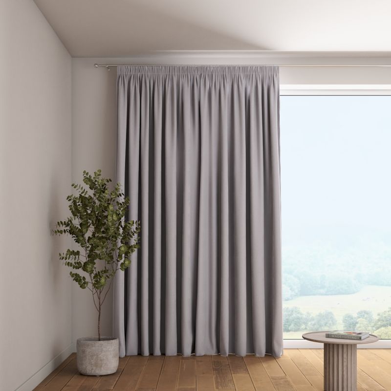 Zasłona na taśmie marszczącej 1 szt. 130 x 245 cm Dekoria srebrzysty szary 1 szt.