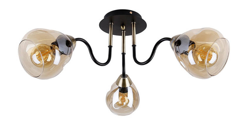 Lampa sufitowa czarno/złota dymiona 3xE27 Unica 33-00880