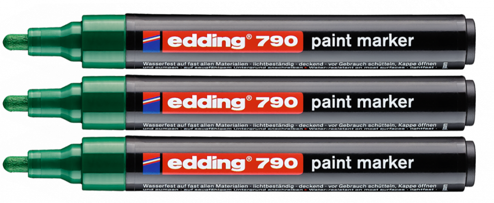 3x Marker olejowy edding, 790, okrągła, 2-3mm, zielony