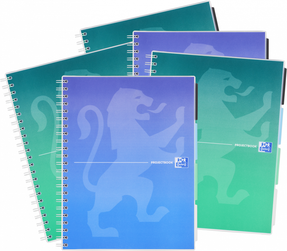 5x Kołonotatnik Oxford Gradient Projectbook, B5, w kratkę, 80 kartek, okładka PP, mix kolorów