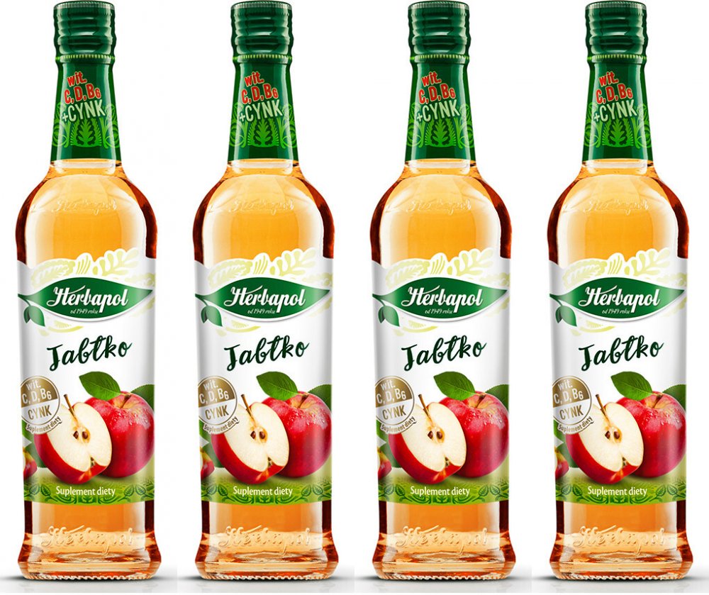 4x Syrop Herbapol Owocowa Spiżarnia, jabłko, 420ml