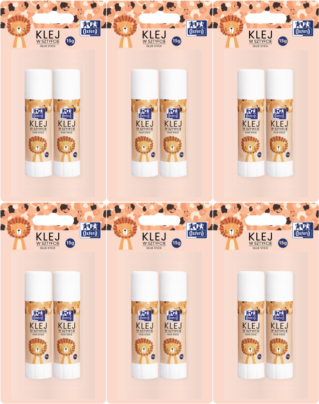 6x Klej w sztyfcie Oxford Kids, 15g, blister, 2 sztuki