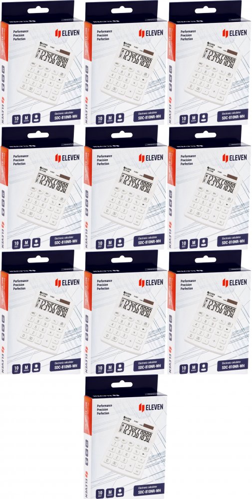 10x Kalkulator biurowy Eleven SDC-810NRWHE, 10 cyfr, biały