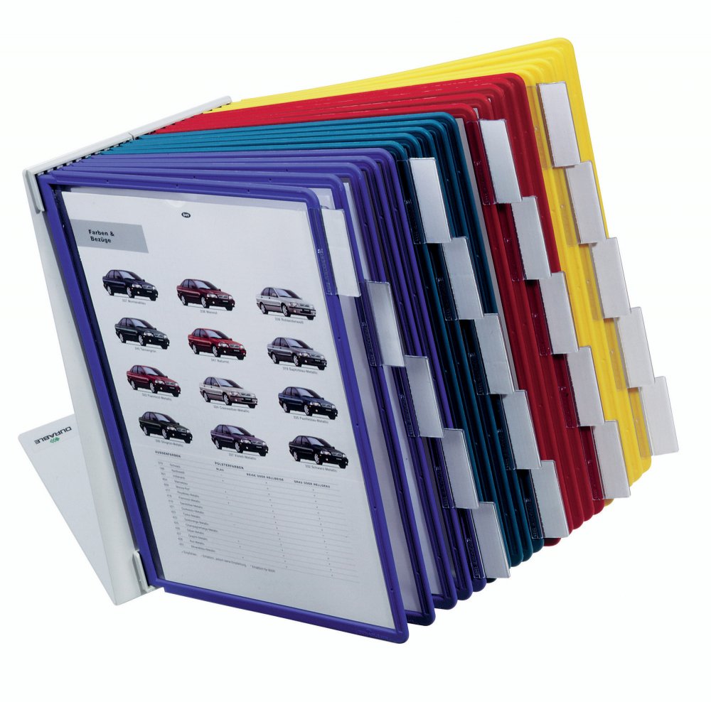 System paneli informacyjnych Durable Vario Display System Table 20, stołowy, A4, 20 paneli, mix kolorów