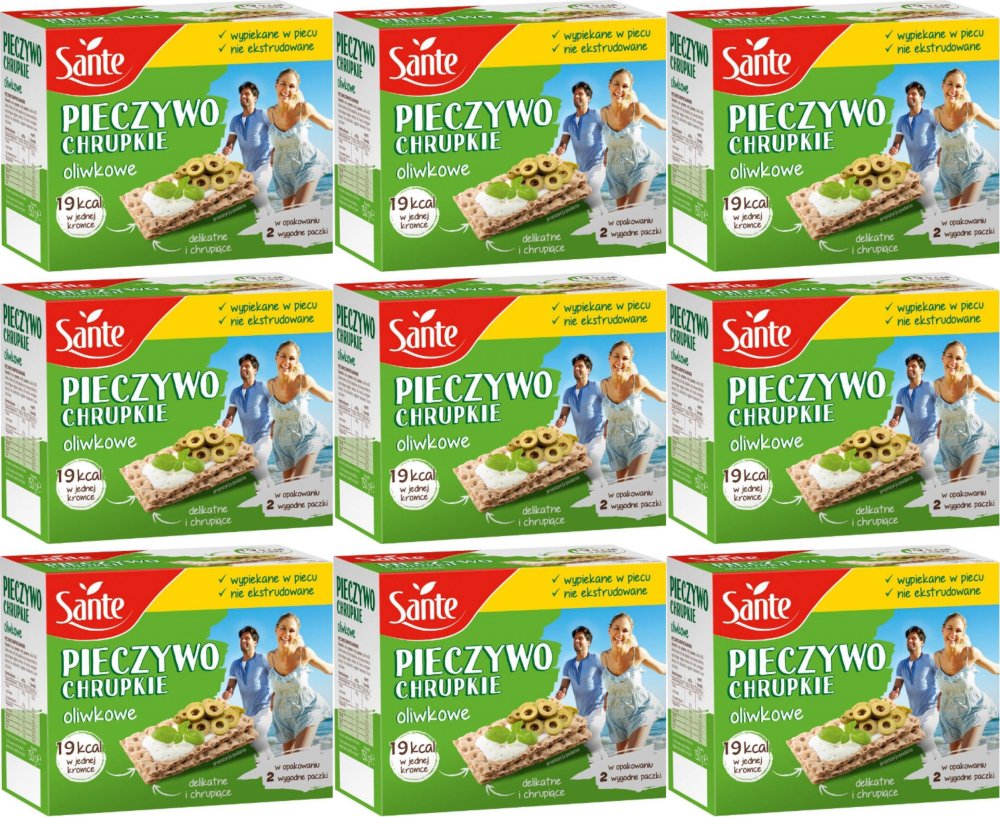 9x Pieczywo chrupkie Sante, oliwkowe, 150g