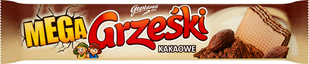 Wafelki Grześki Mega, bez czekolady, kakaowy, 34g