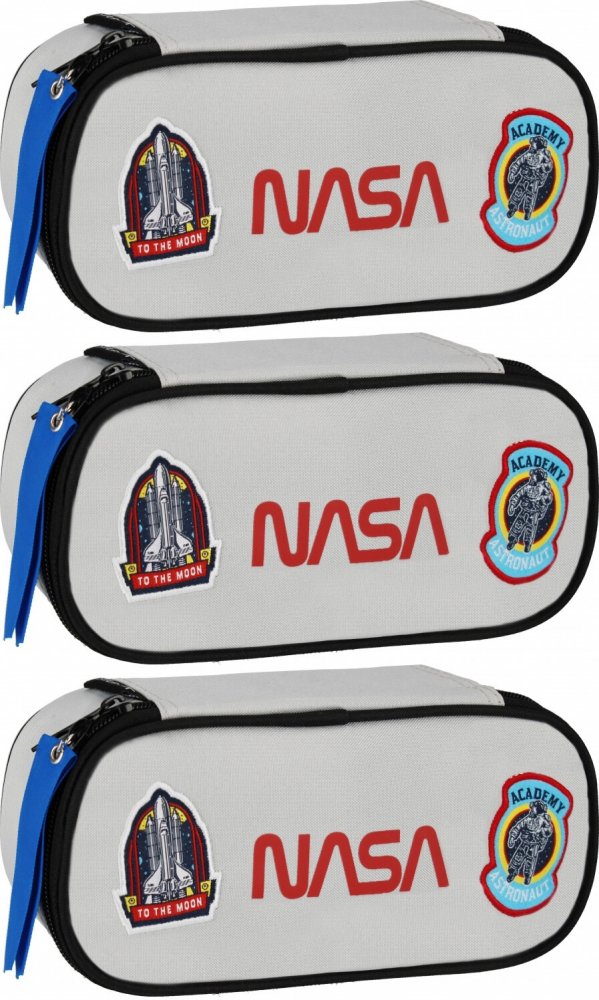 3x Piórnik saszetka Starpak NASA, bez wyposażenia, 6x22x9.5cm, szary