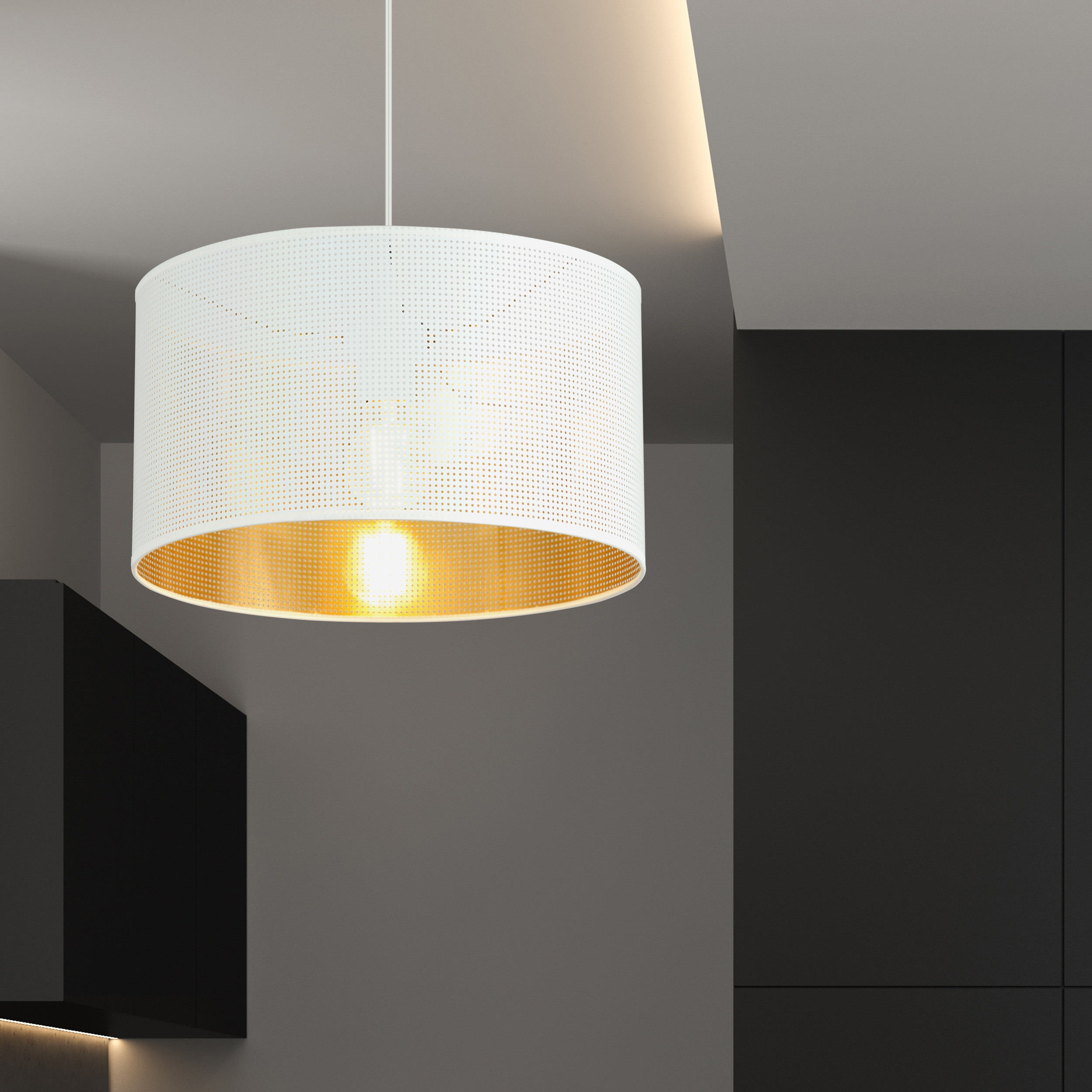Emibig Aston lampa wisząca 1x10 W biała-złota 1147/1