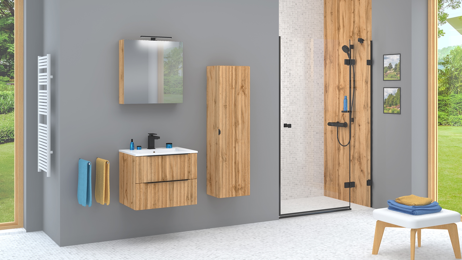 Astor Amy szafka 35x28x130 cm boczna wisząca dąb wotan AM-AMS-250-NN