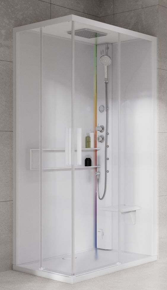 Novellini Glax 2 2.0 A kabina z hydromasażem 90x70 cm prawa parowa z brodzikiem total biała G22A9079DT5-1UU