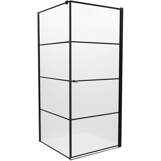 NEW TRENDY Kabina prysz SUPERIA BLACK PRAWA kwadr 90x90x195 szkło czy