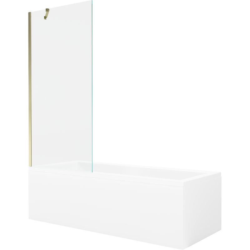 Wanna prostokątna Mexen Cubik 150 x 70 cm z obudową i parawanem 1-skrzydłowym 80 cm transparent złoty 1 kpl.
