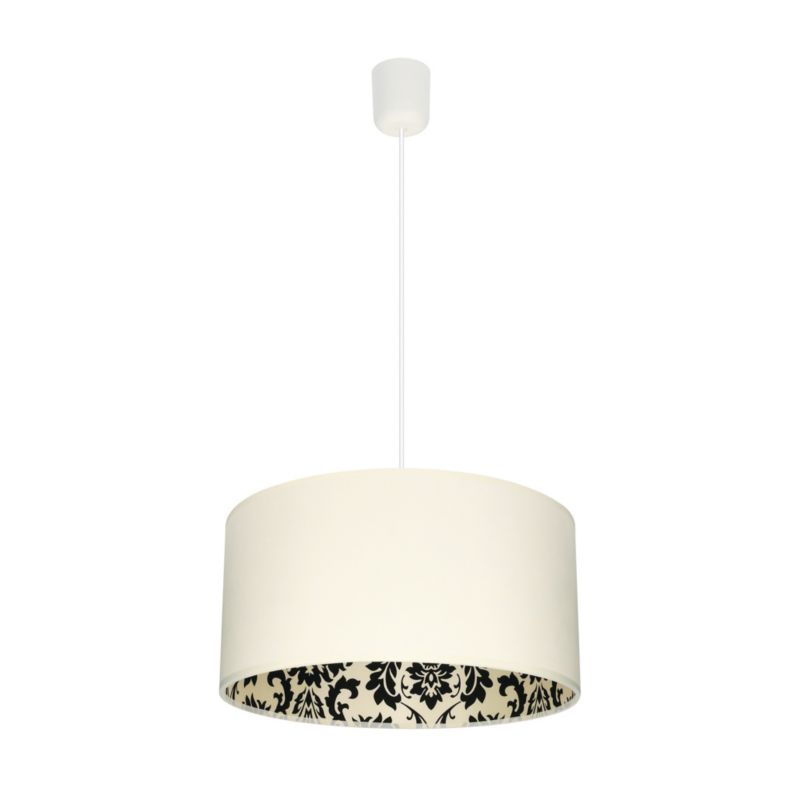 Lampa Wisząca SPOT Light in Bianco 1xE27 Max.60W Kremowa Tkanina z Akcentem Czerni, Polski Producent, 1 szt.