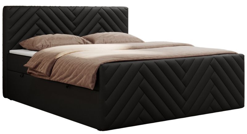 Łóżko kontynentalne MKS Meble PARIS DUO 180x200 H4 Czarny ecoskóra 1szt.