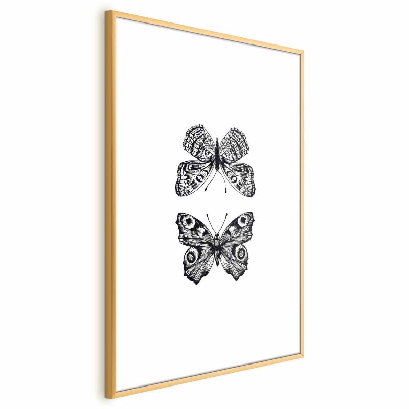 Plakat Artgeist Dwa motyle 29,7x42 cm z ramą złotą 1 szt
