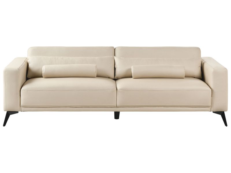 Sofa Ange Ekoskóra Jasnobeżowy dla 3 osób 1 szt.