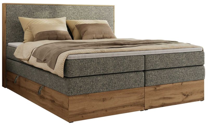 Łóżko kontynentalne MKS Meble WOOD CLASSIC KING 200x200 H4 szary struktura 1 szt.