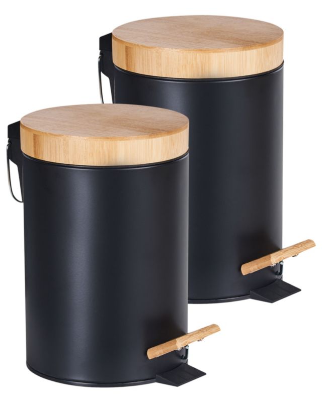 Zestaw 2 koszy na śmieci z pedałem 3 L Ecosmart Metal Czarny 1 par.
