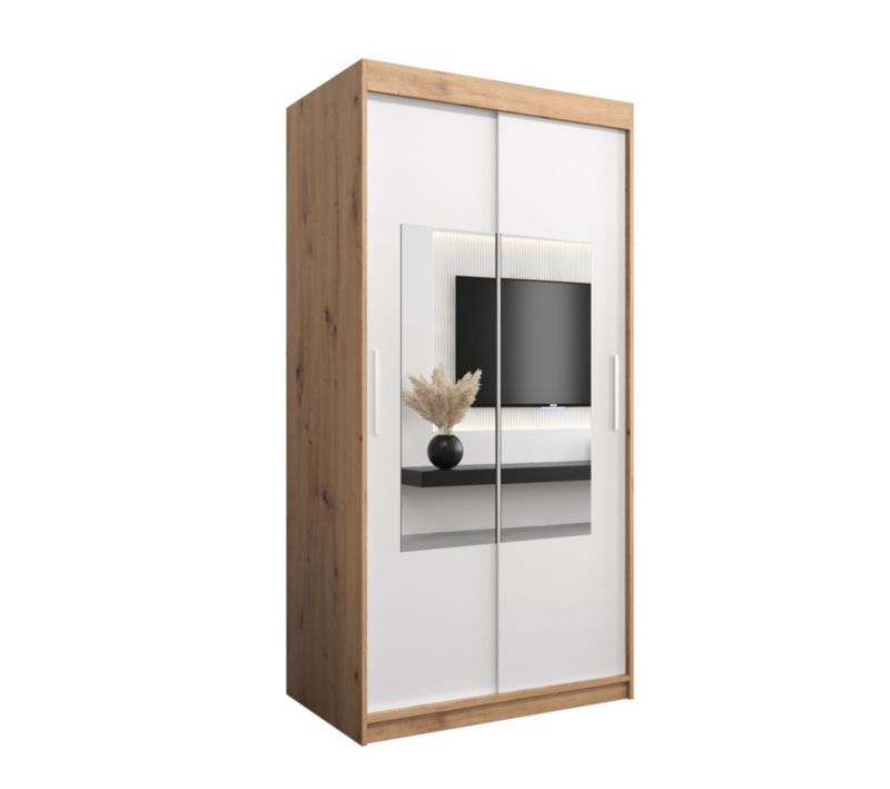 Szafa przesuwna Garderoba Abiks TORINO 100 dąb artisan + biały mat 1 szt.