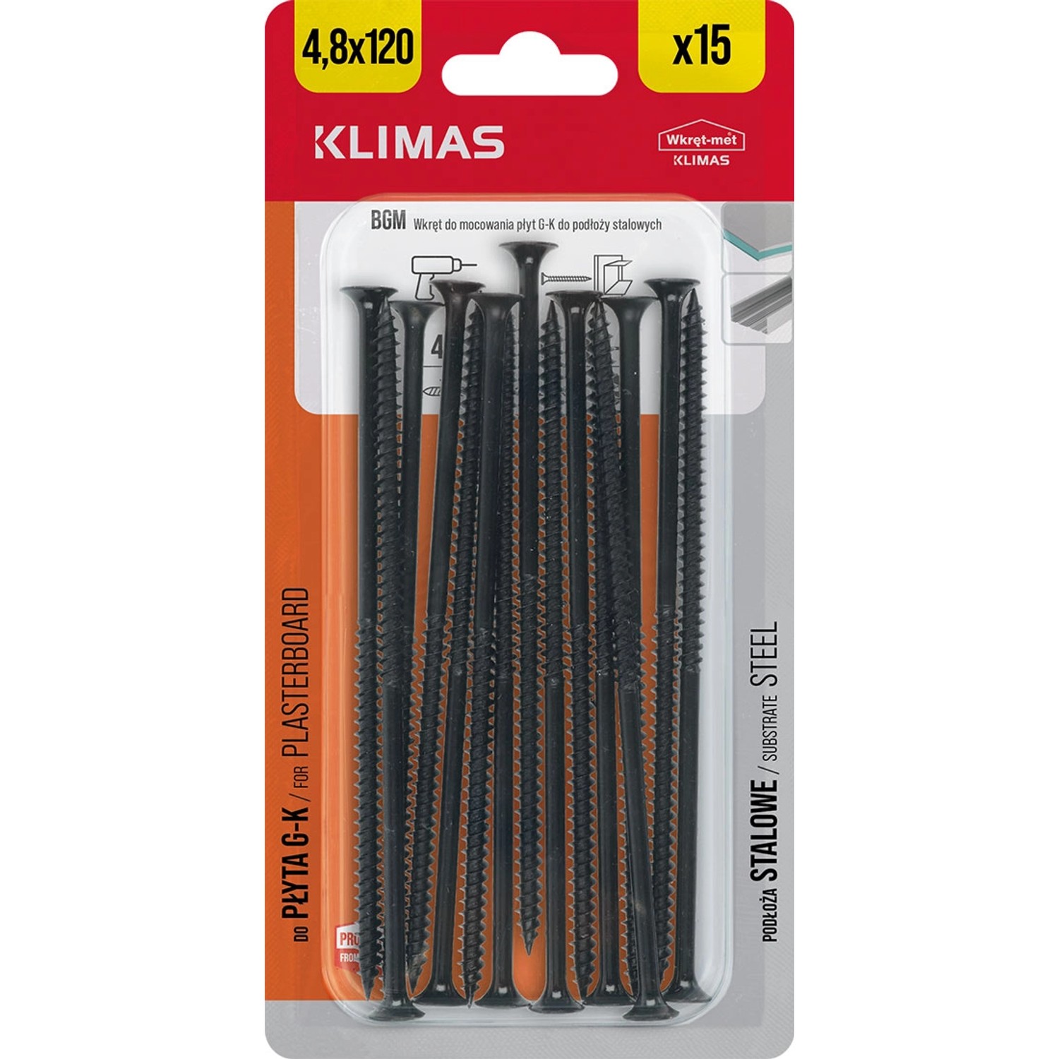 Wkręt-met Wkręt fosfatowany do metalu 4,8 mm x 120 mm