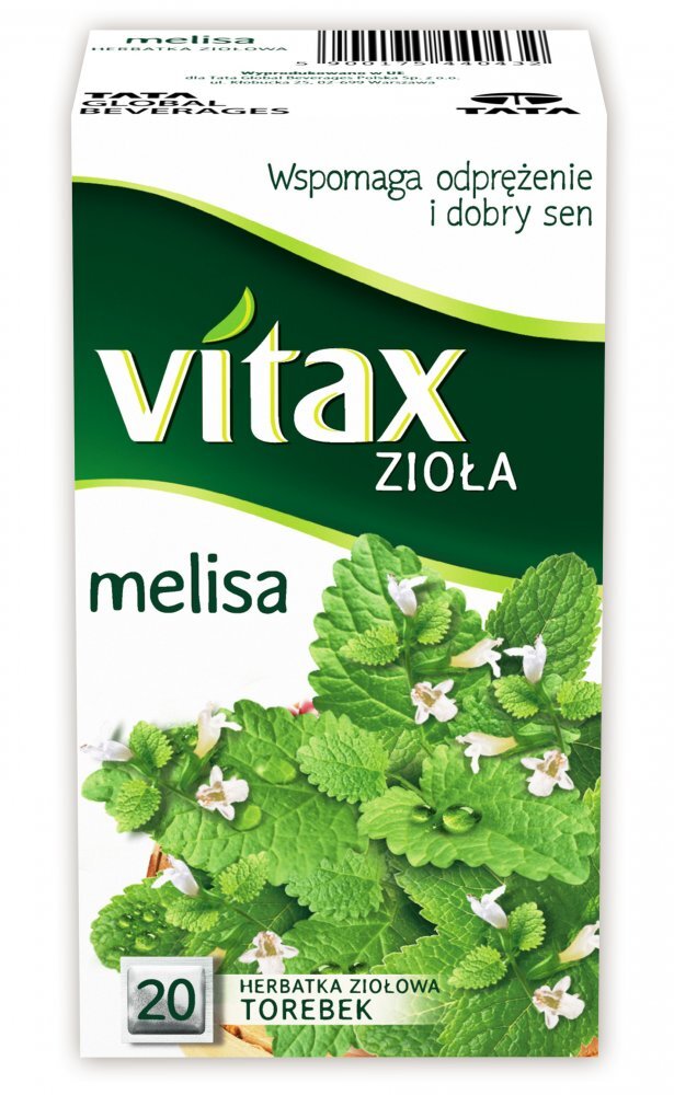 Outlet: USZKODZONE OPAKOWANIE Herbata ziołowa w torebkach Vitax Zioła, melisa, 20 sztuk x 1.5g