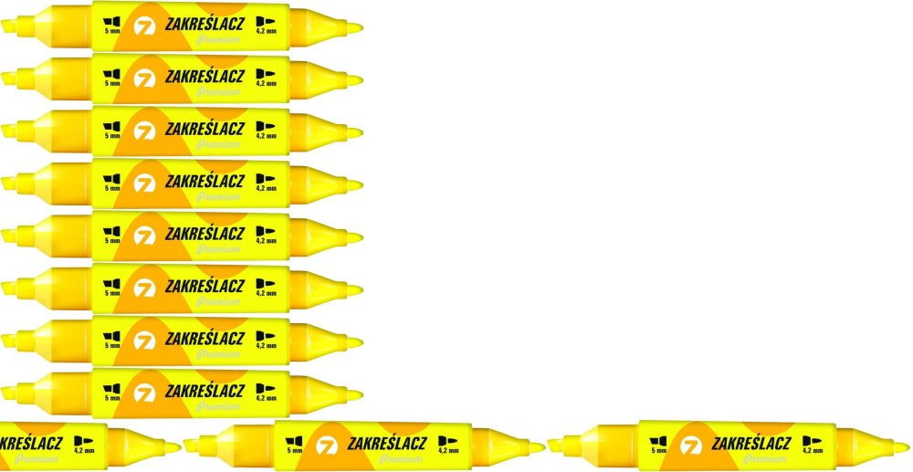12x Zakreślacz dwustronny Tetis, okrągła/ścięta, 4.2mm/5mm, żółty