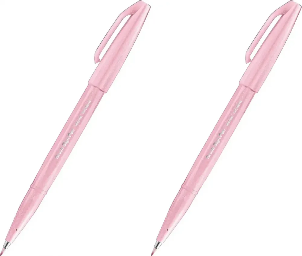 2x Pisak pędzelkowy do kaligrafii Pentel Brush Sign Pen SES15C, 2.07mm, pudrowy róż