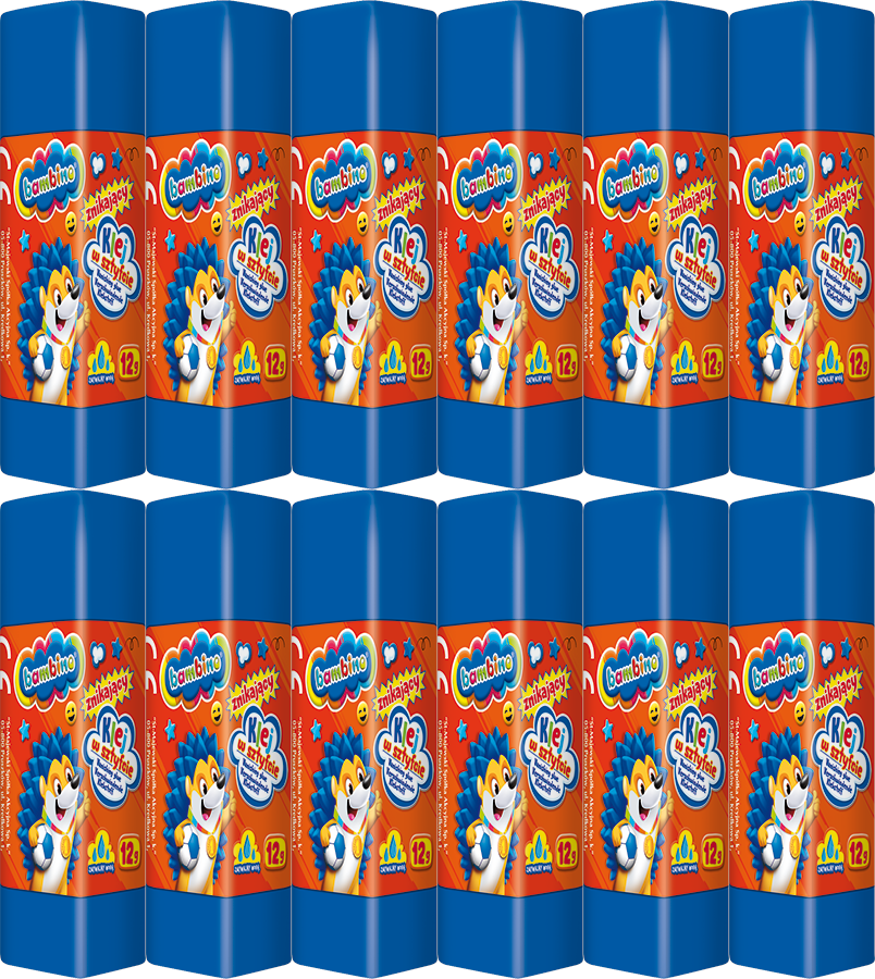 12x Klej w sztyfcie Bambino Zwierzaki Uczniaki, znikający, 12g