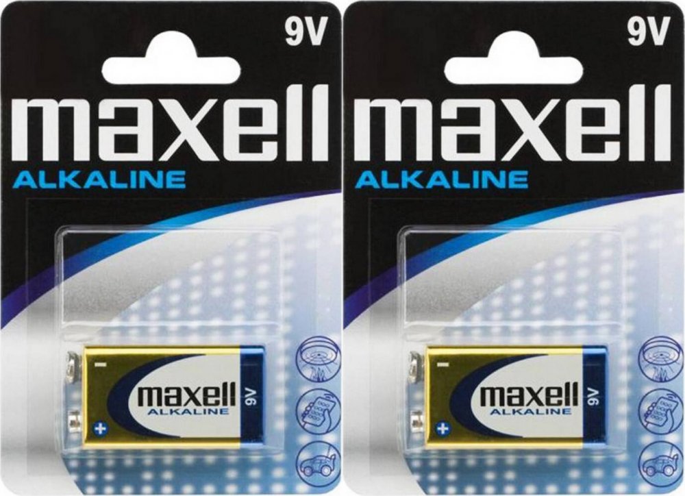 2x Bateria alkaliczna Maxell, 9V, 6LR61, 1 sztuka
