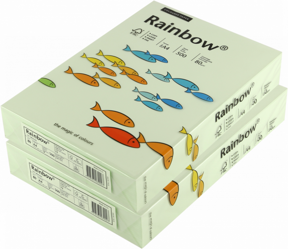 2x Papier ksero ekologiczny Rainbow, A4, 80g/m2, 500 arkuszy, blado zielony (R72)