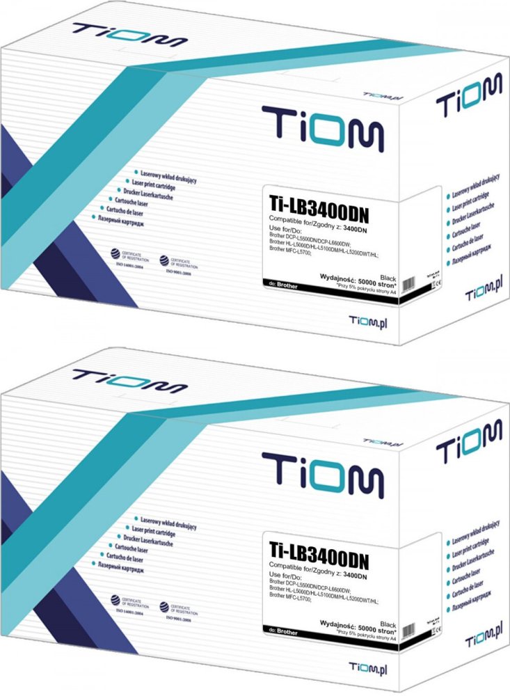 2x Bęben Tiom Ti-LB3400DN (DR3400), 50000 stron, black (czarny)