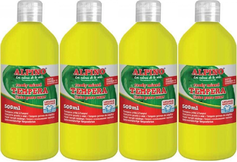 4x Farba plakatowa Alpino, w butelce, 500ml, żółty