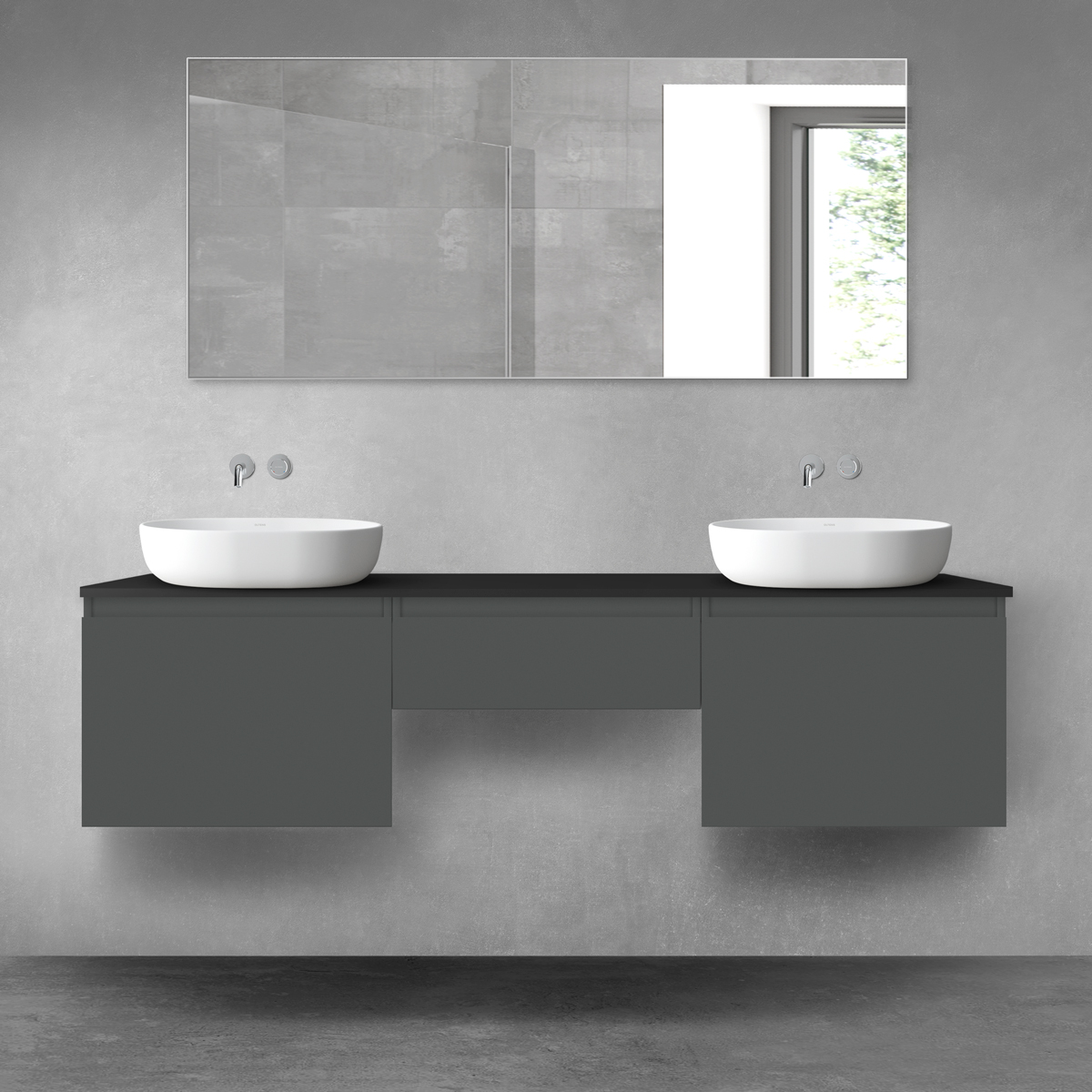 Oltens Vernal zestaw mebli łazienkowych 180 cm z blatem grafit mat/czarny mat 68501400 - Wysyłka w 24h