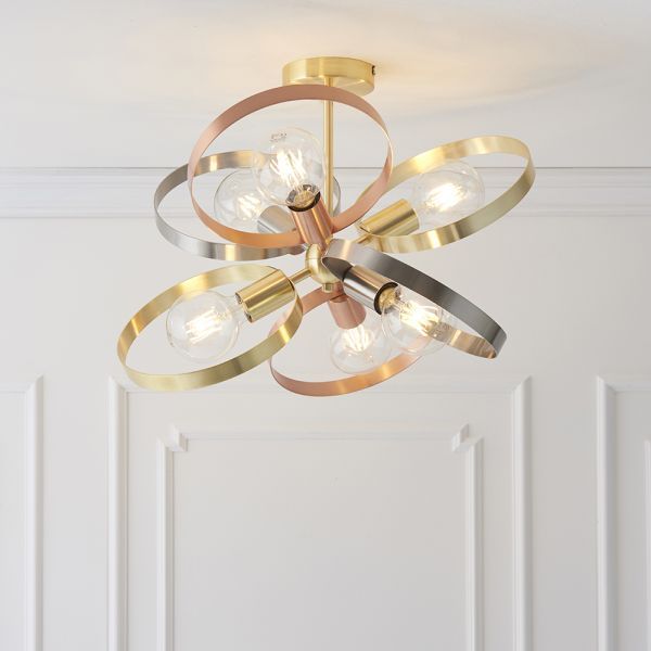 Endon Hoop lampa podsufitowa 6x40W złota/srebrna 91935