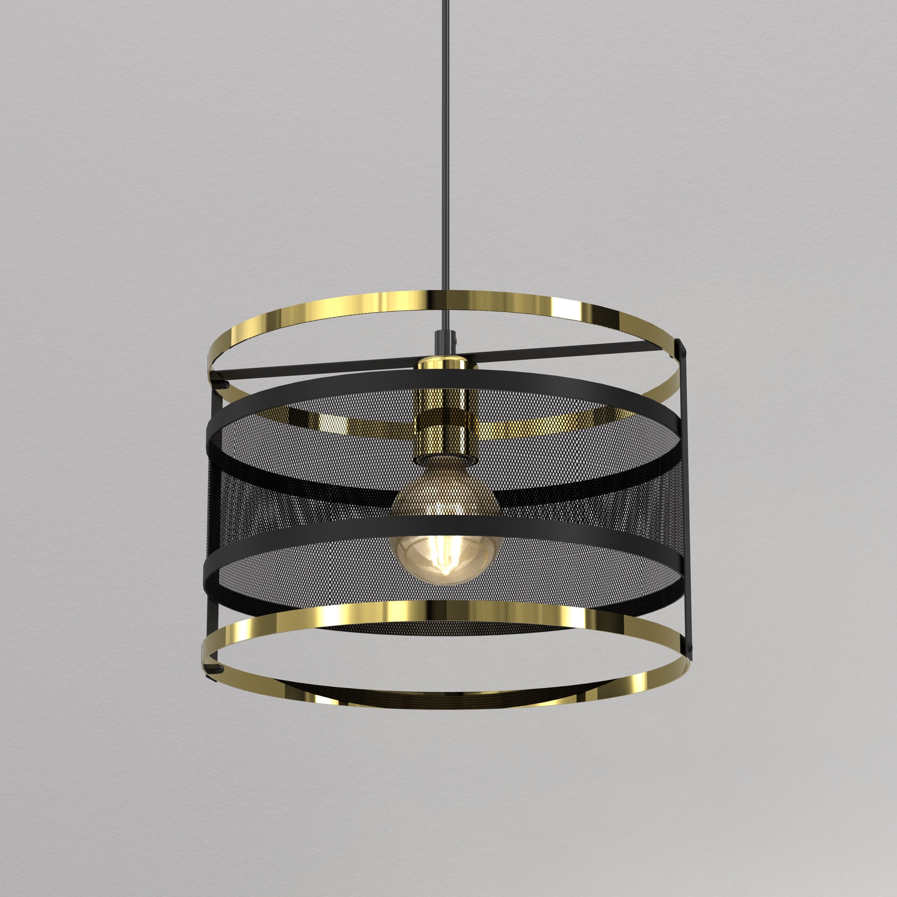 Luminex Rim lampa wisząca 1x60W czarny/złoty 3903