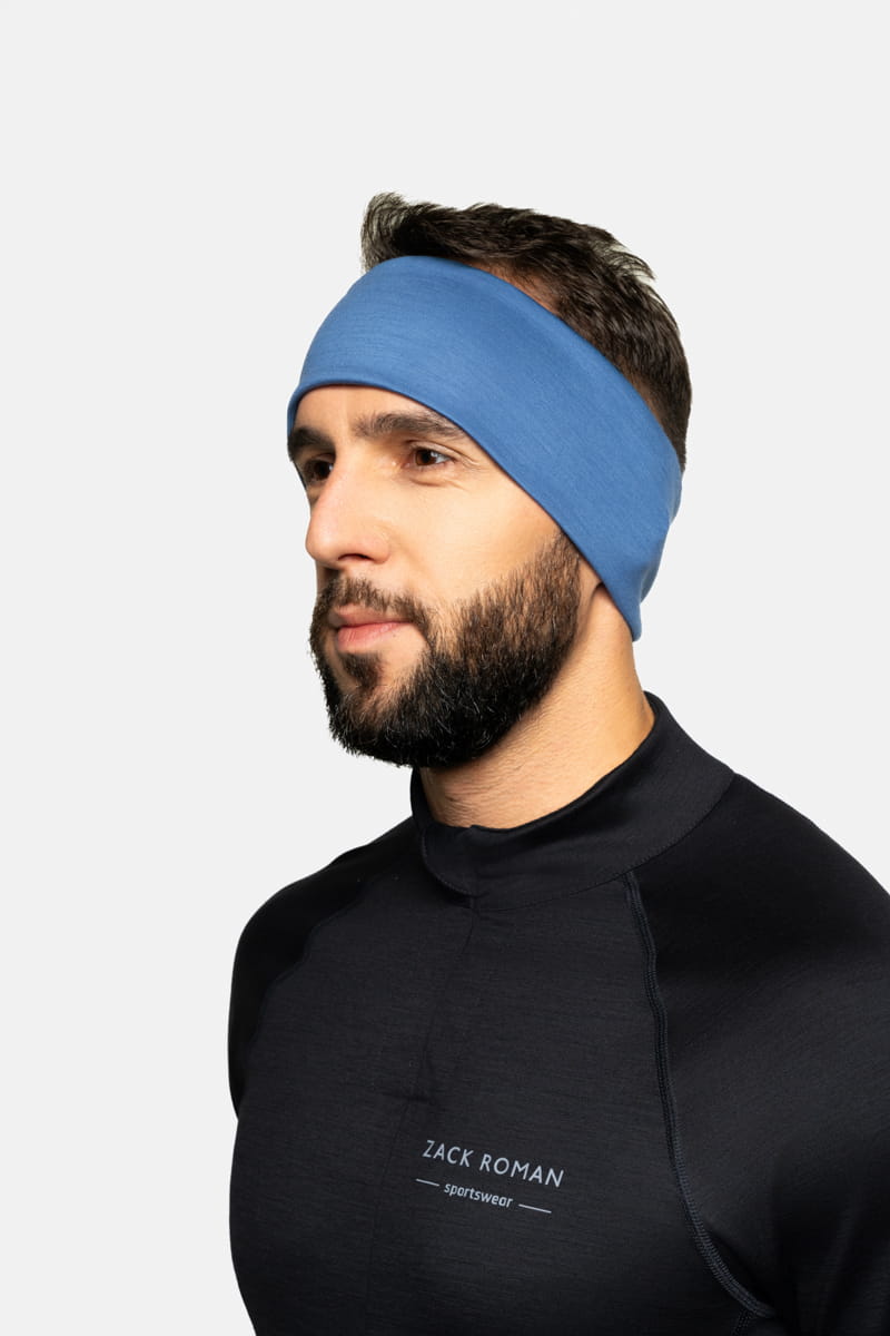 Opaska sportowa Expedition Extra Warm z wełny merino, błękitna, 283 gr