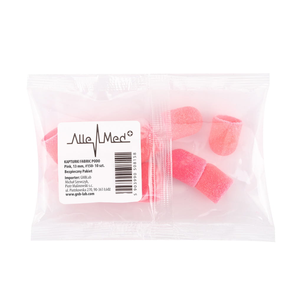 Kapturki do pedicure 13 mm gradacja 150 10 szt Fabric Podo AlleMed Różowy Pink