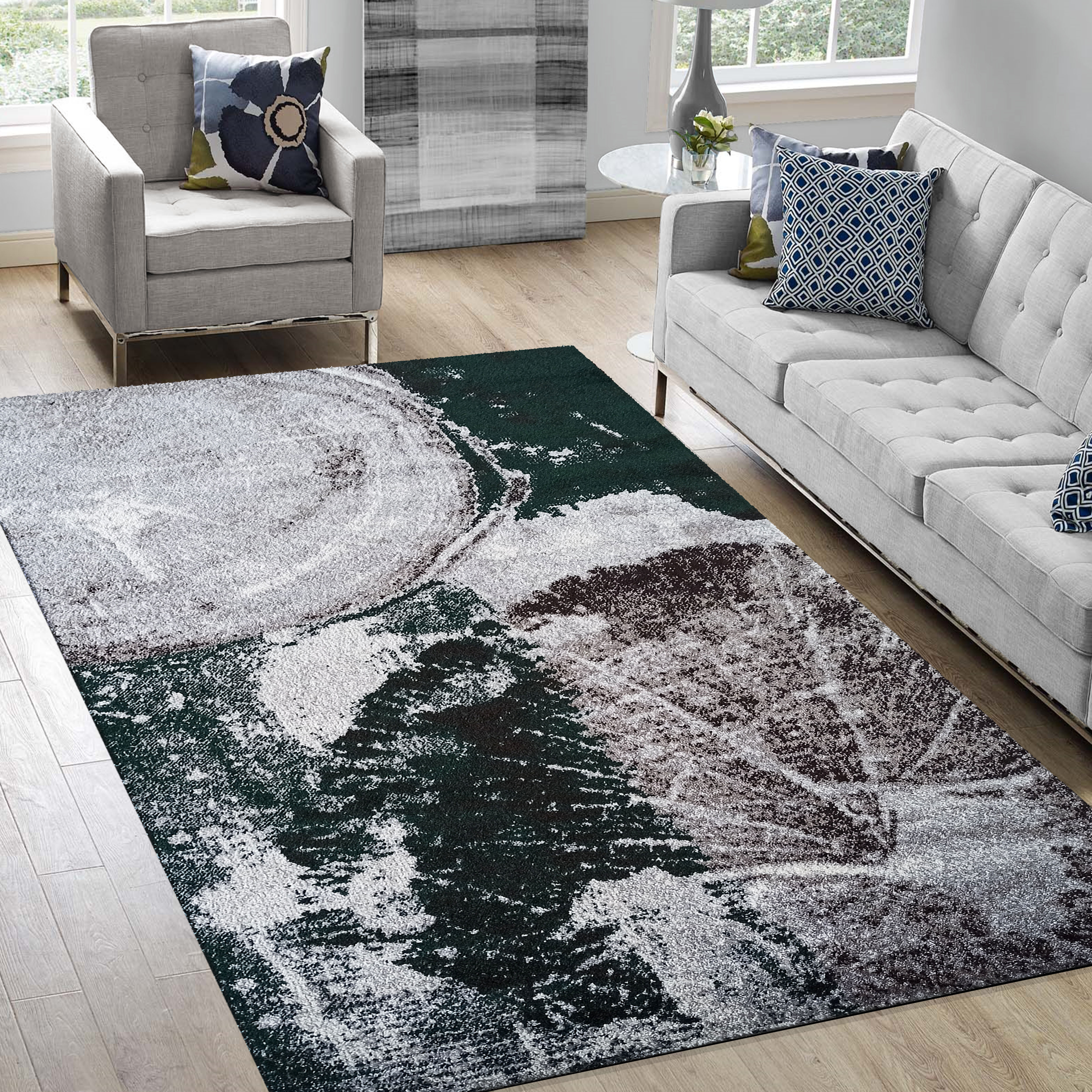 Dywan - 80 x 150 cm - Szary z zielonym - Nowoczesny - Dywanopol