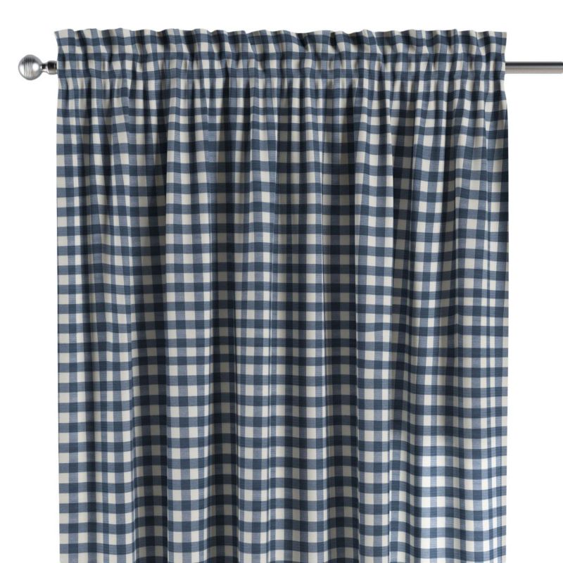 Zasłona na kanale z grzywką 1 szt. 130 x 260 cm Dekoria granatowo-biała kratka (1,5x1,5cm) 1 szt.