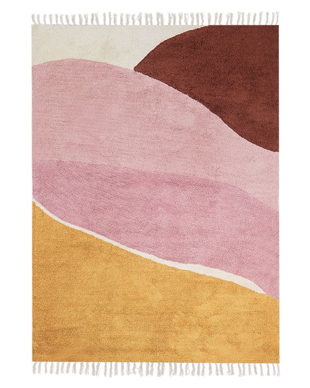 Dywan bawełniany 140 x 200 cm wielokolorowy z różowym Xinali 1 szt.