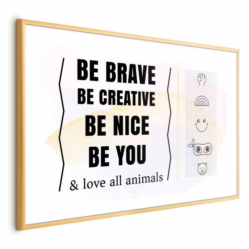 Plakat Artgeist Bądź sobą 90x60 cm z ramą złotą 1 szt
