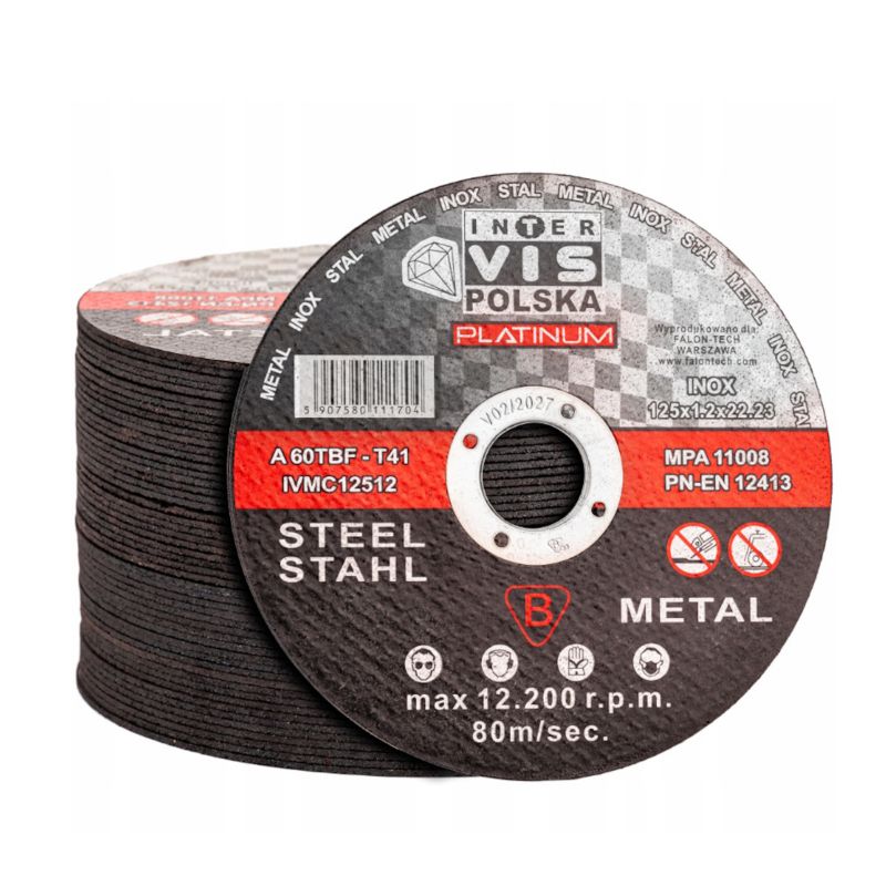 Tarcze tnące do stali metalu INTER-VIS 125x1.2x22.23mm 50 szt.