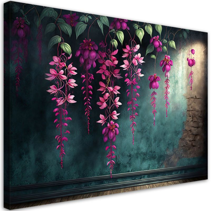 Obraz do salonu sypialni Feeby Wiszące Kwiaty na betonowym tle 120x80 cm 1szt