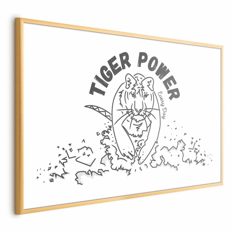 Plakat Artgeist Tiger power 60x40 cm z ramą złotą 1 szt